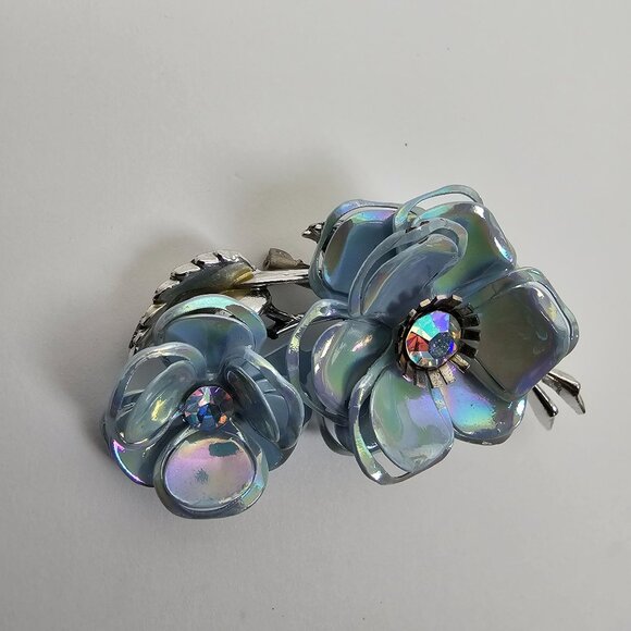 Vintage Blue Floral Brooch Set - Picture 5 of 13